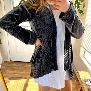 🔥Johnny Was Velvet Jacket | Gray Kaiya Velvet Draped Cardigan